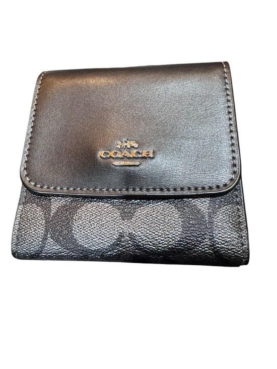 Coach Handbags - Coach Small Black Trifold Signature Canvas Wallet